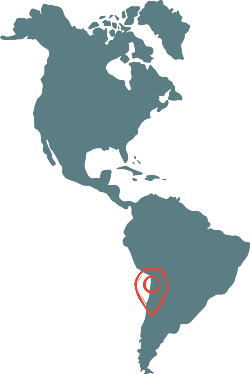 Map of America with pin on Cuesta del Viento